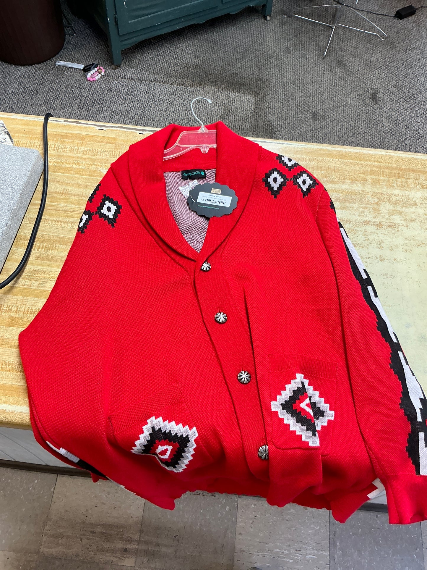 Sterling Kreek Vintage Vaquera Knit Sweater Red