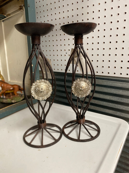 11” Concho Candleholders by Montana Silversmith