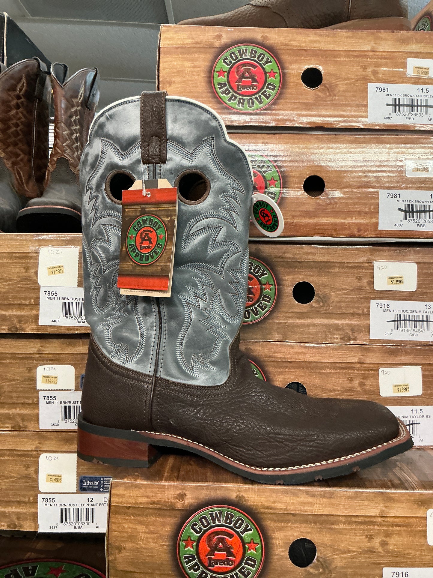 Cowboy Approved by Laredo Chocolate & Denim Taylor 7916