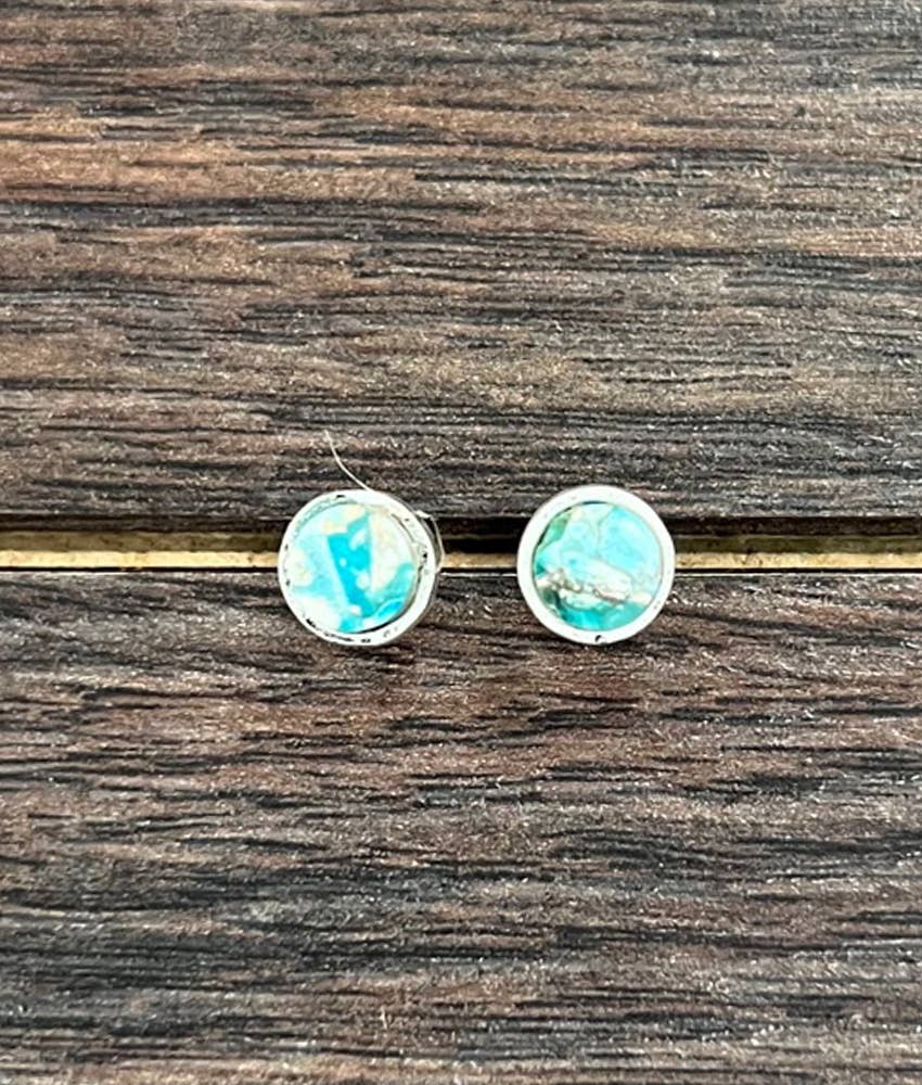 Round Gemstone Stud Earrings
