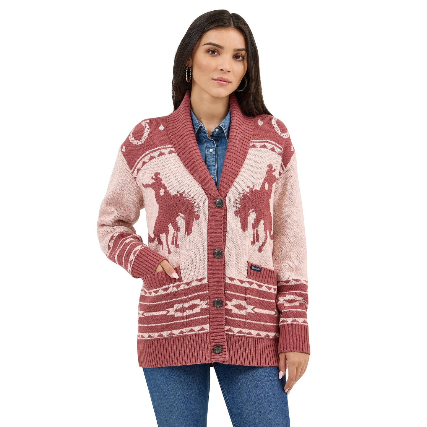 Wrangler Retro Vintage Sweater Cardigan- Pink