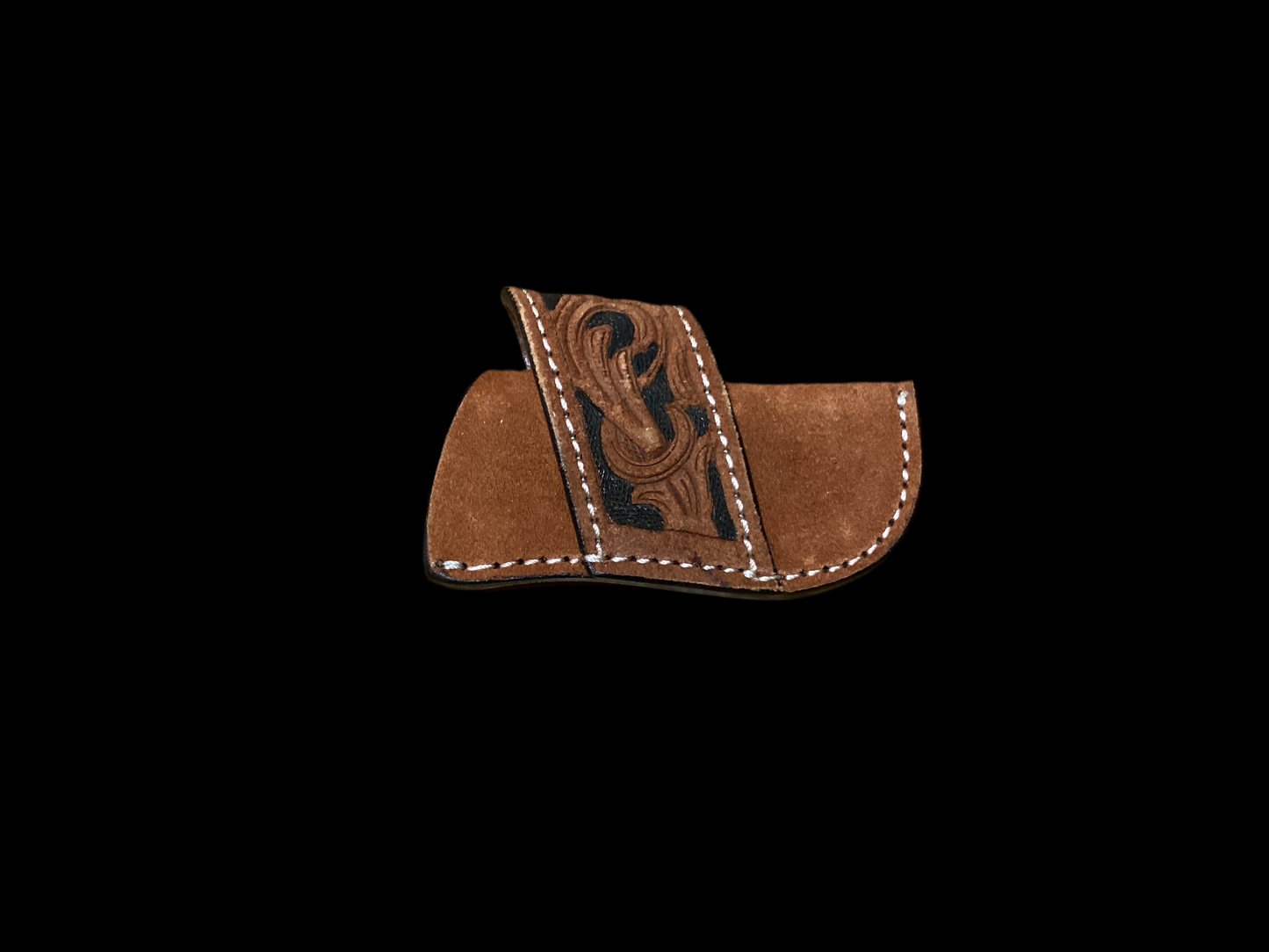 Leather Roughout and Floral Loop 4” Knife Sheath