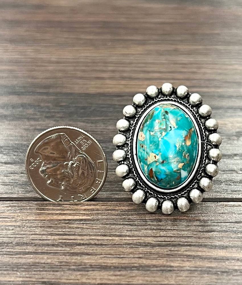 Blue Gemstone Adjustable Ring