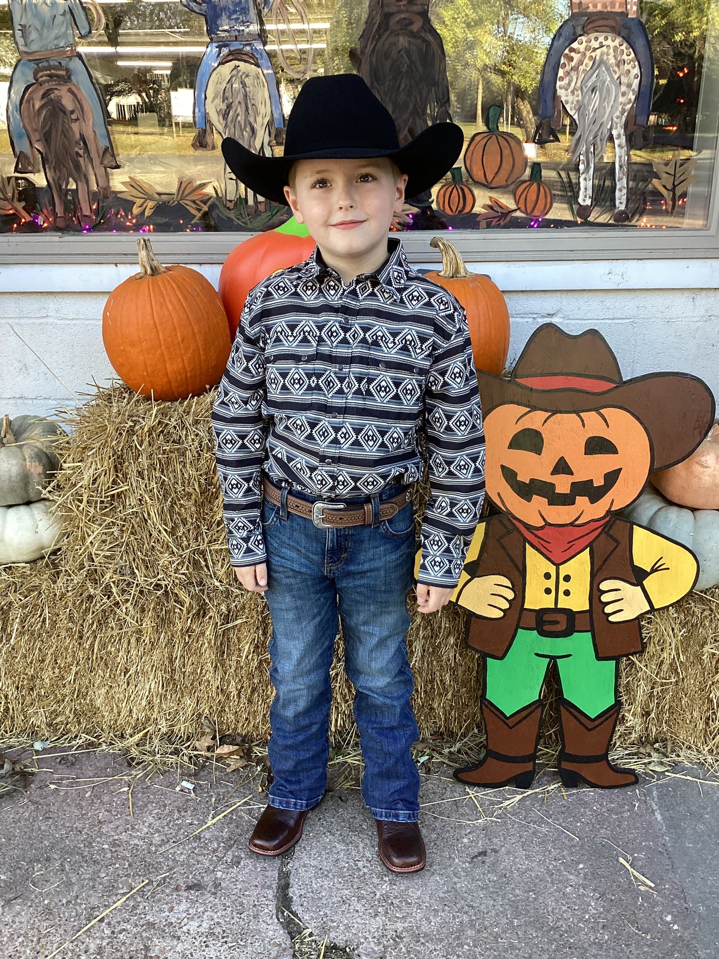 Black & White Aztec Boy’s Shirt by Roper