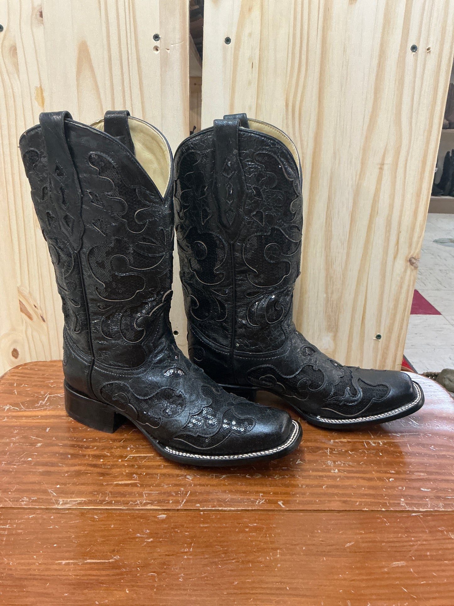 Corral Black Sequin Inlay Boot-CLEARANCE
