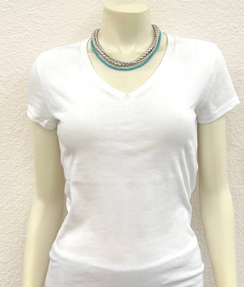 3-strand Silver Navajo Bead Necklace