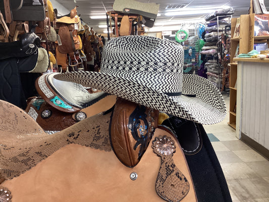 American Hat Company Black/White Jagged Straw