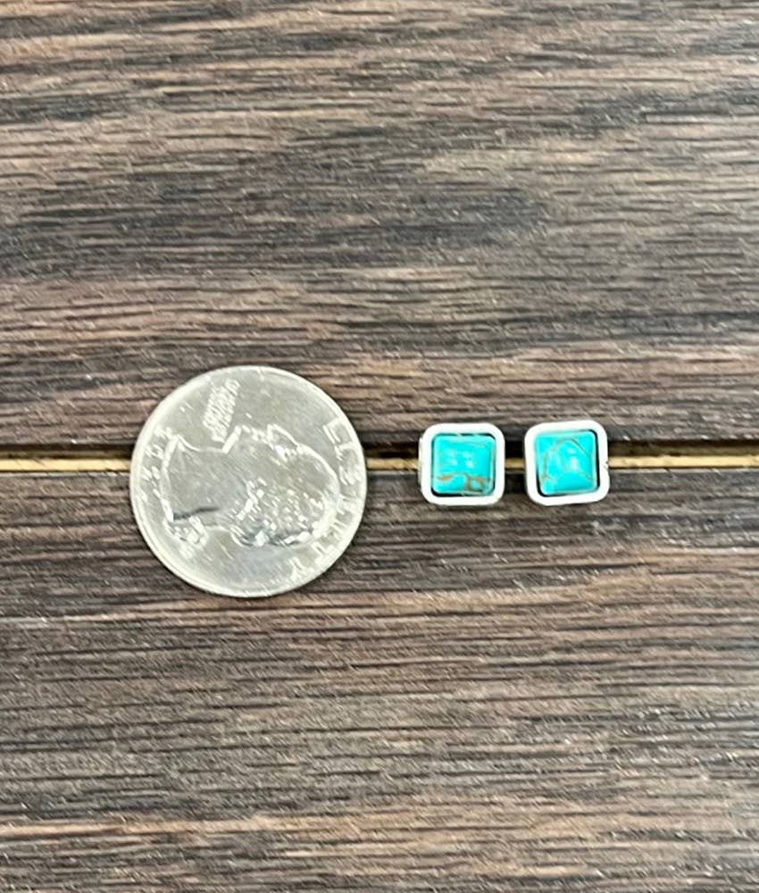 6mm Square Turquoise Stud Earrings