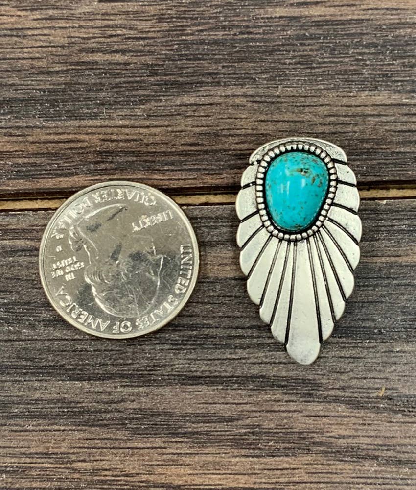Navajo Feather Turquoise Stud Earrings