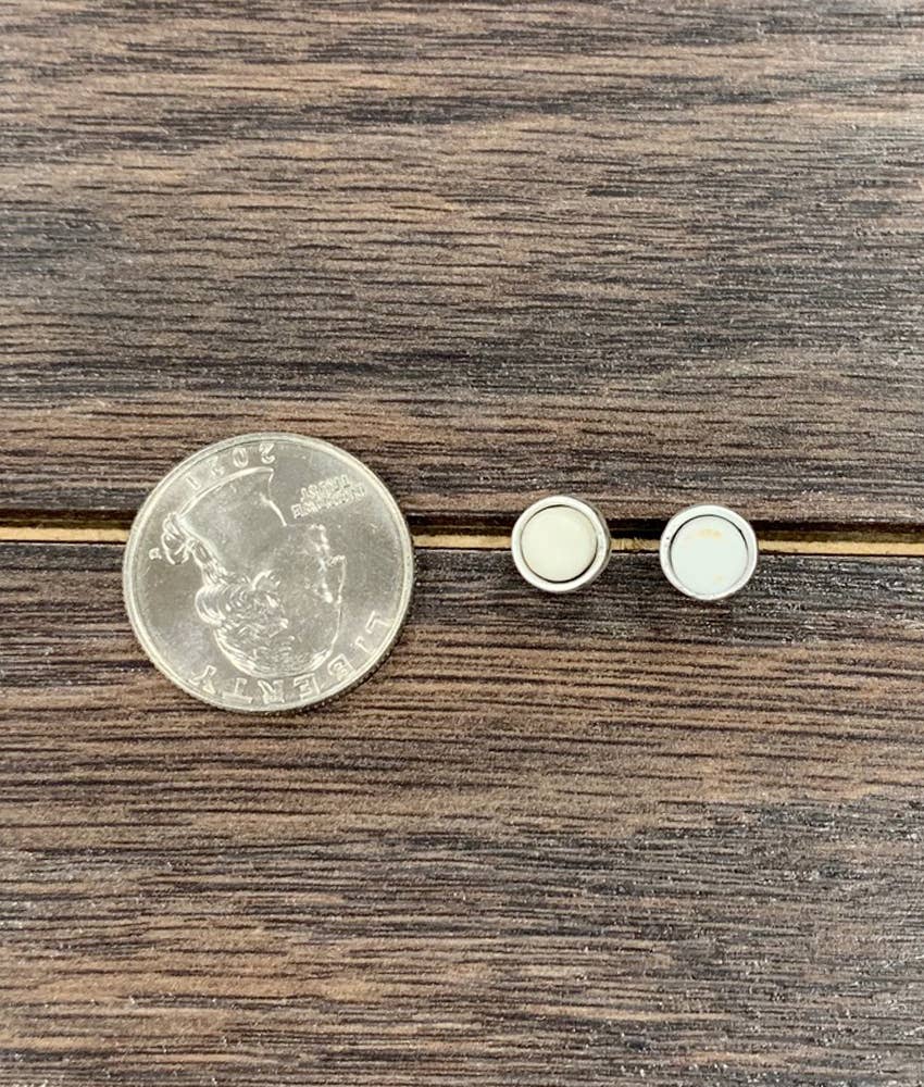 6mm Flat White Turquoise Stud Earrings