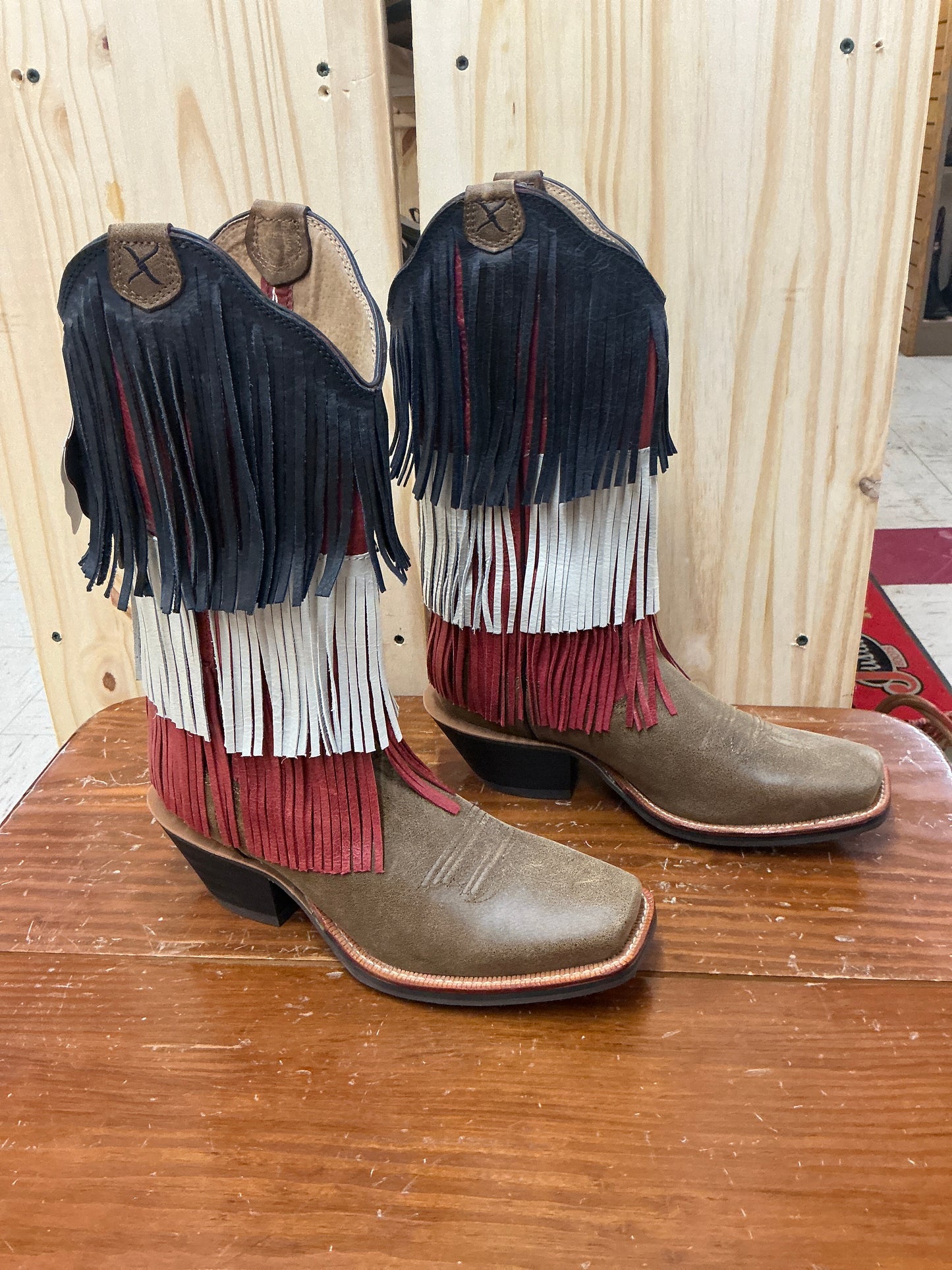 Twisted X Red White and Fringe-CLEARANCE