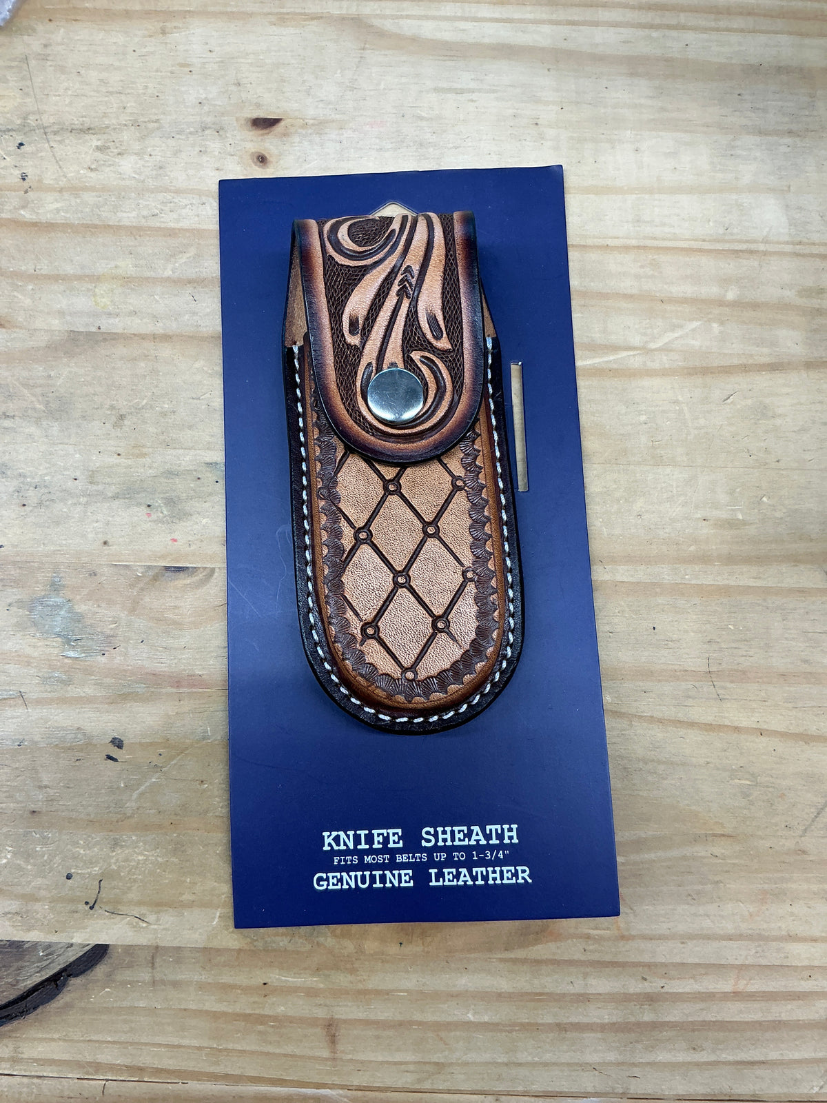 Tooled Diamond & Floral Design Knife Sheath by 3-D Belt Co®