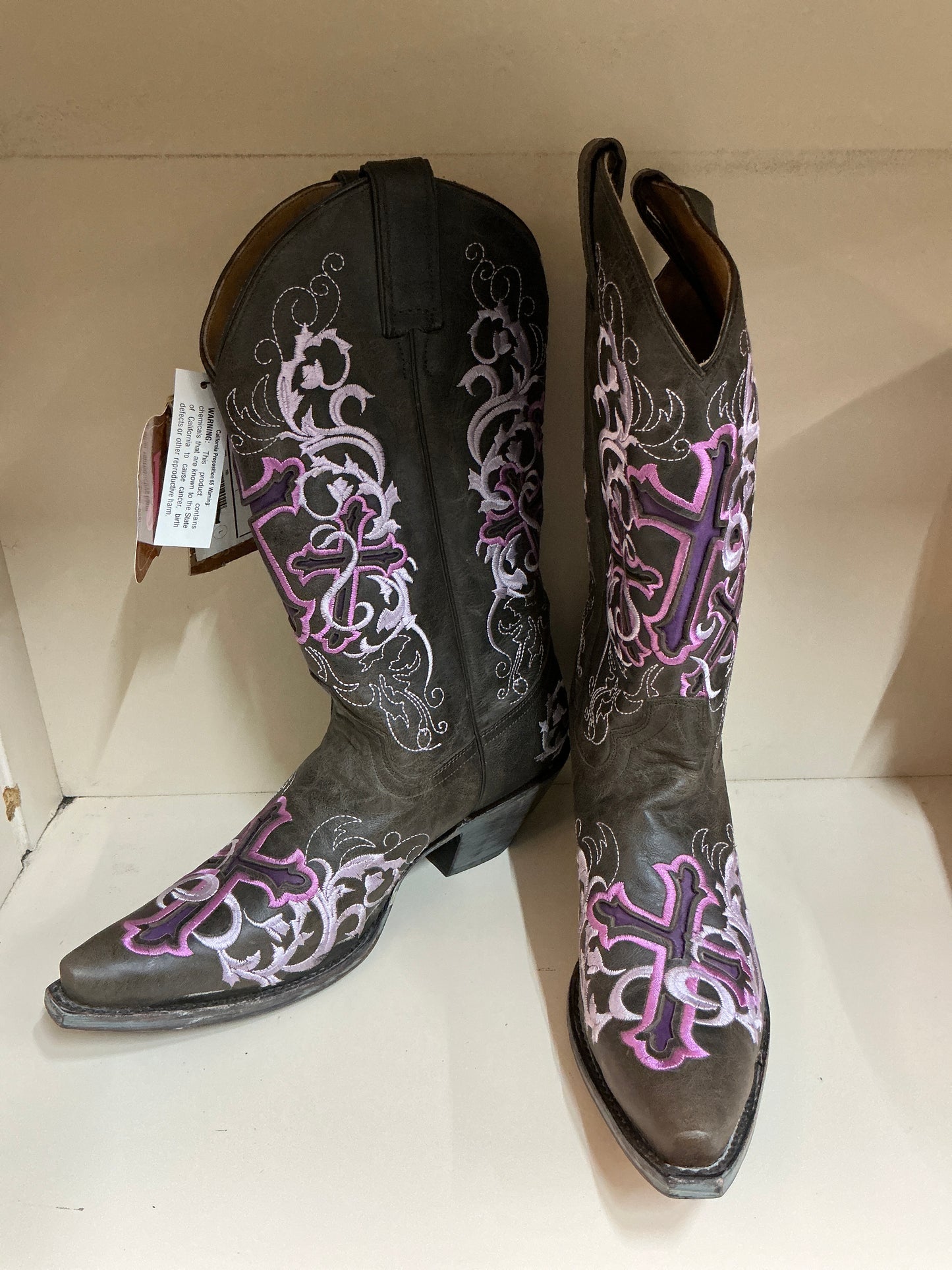 Justin Cross Pink and Brown Pointed Toe-CLEARANCE