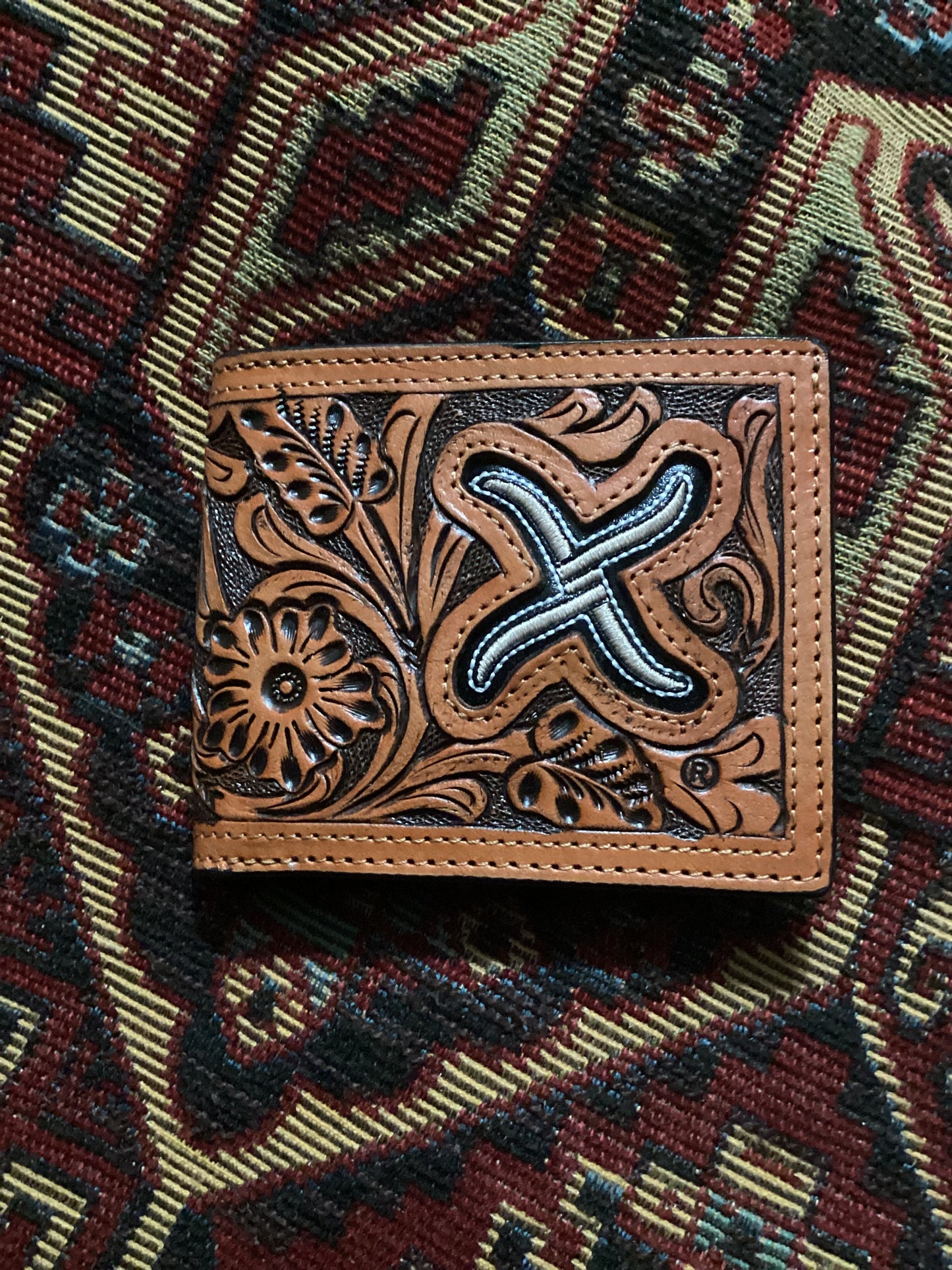 Floral and Golden Twisted X Bifold Wallet