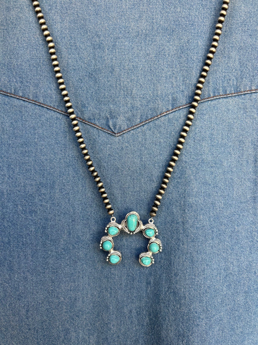 30" Squash Naja Turquoise Necklace