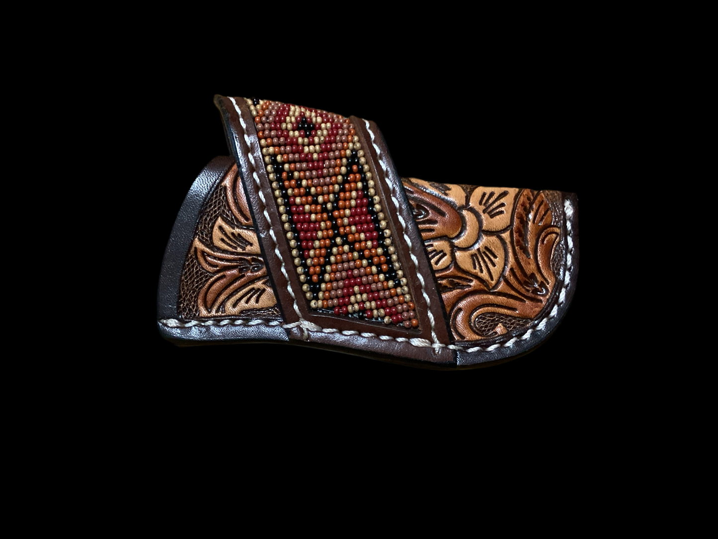 Floral and beaded Earthtone 4” Knife Sheath