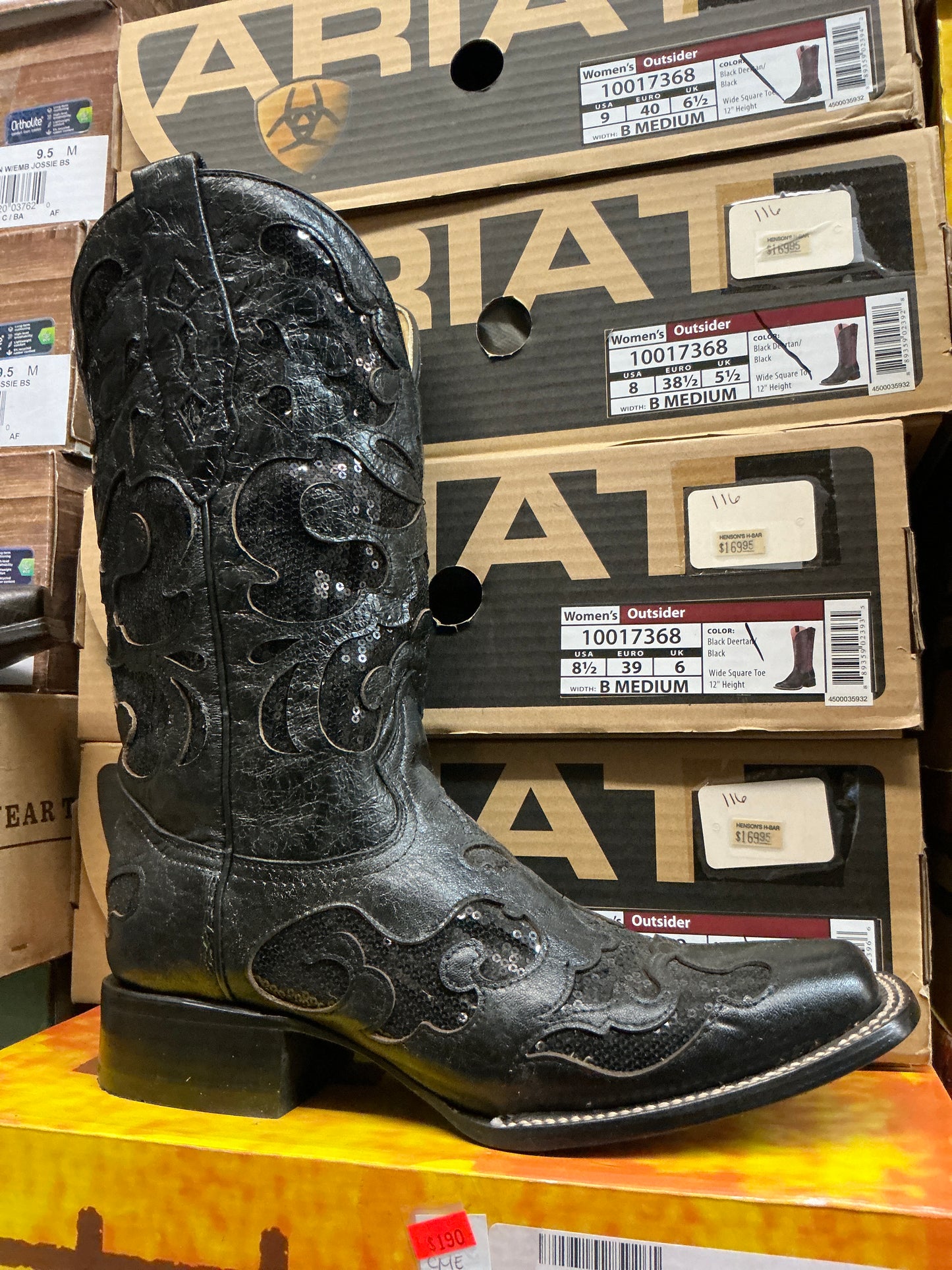 Corral Boots Black Goat Sequence