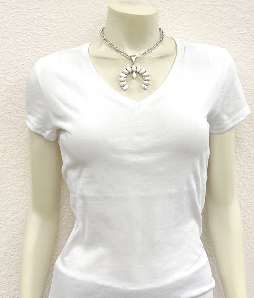 15" Squash Naja White Turquoise Necklace