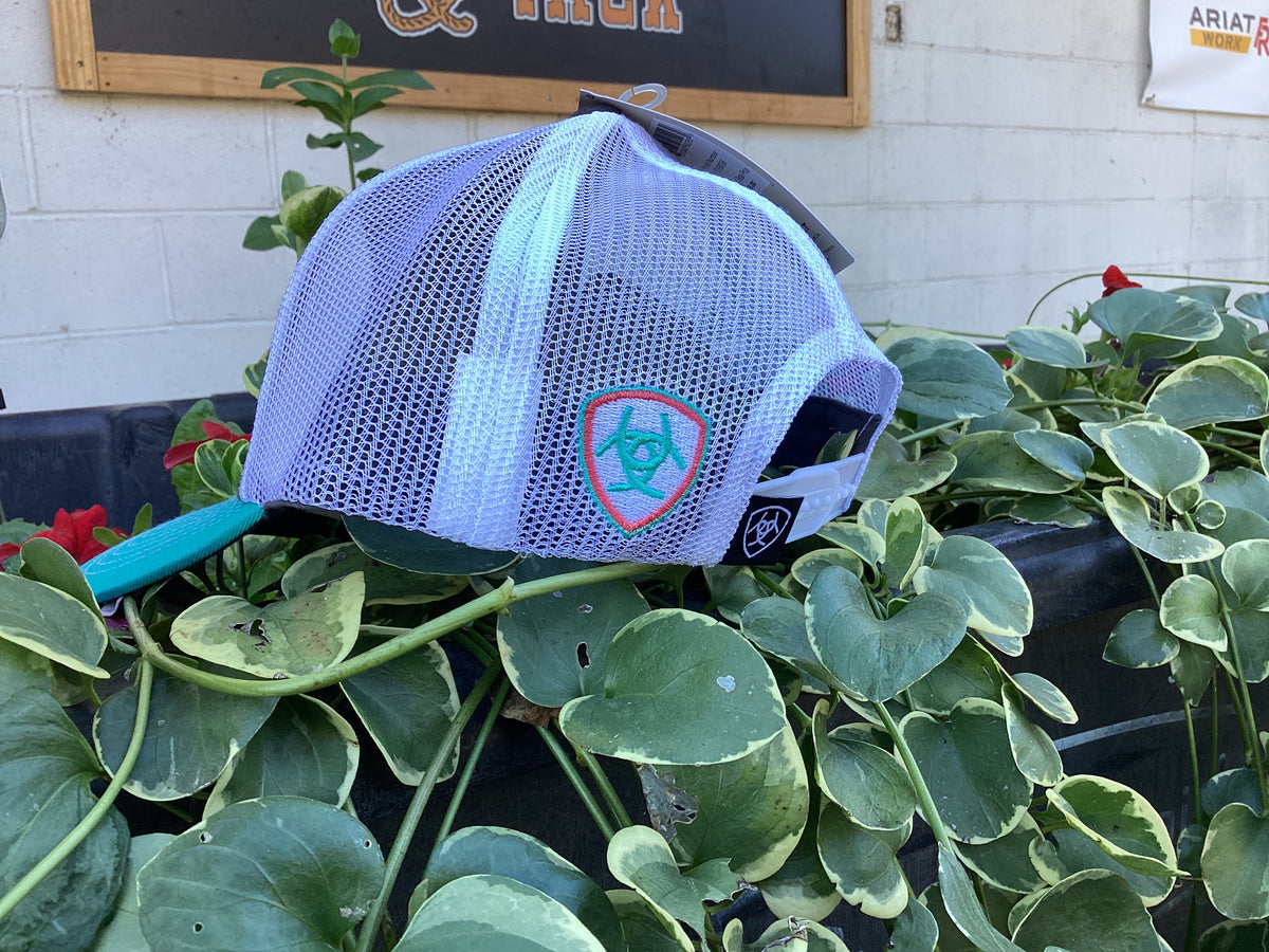 Ariat® Gray & Turquoise Aztec Logo Ballcap-Youth
