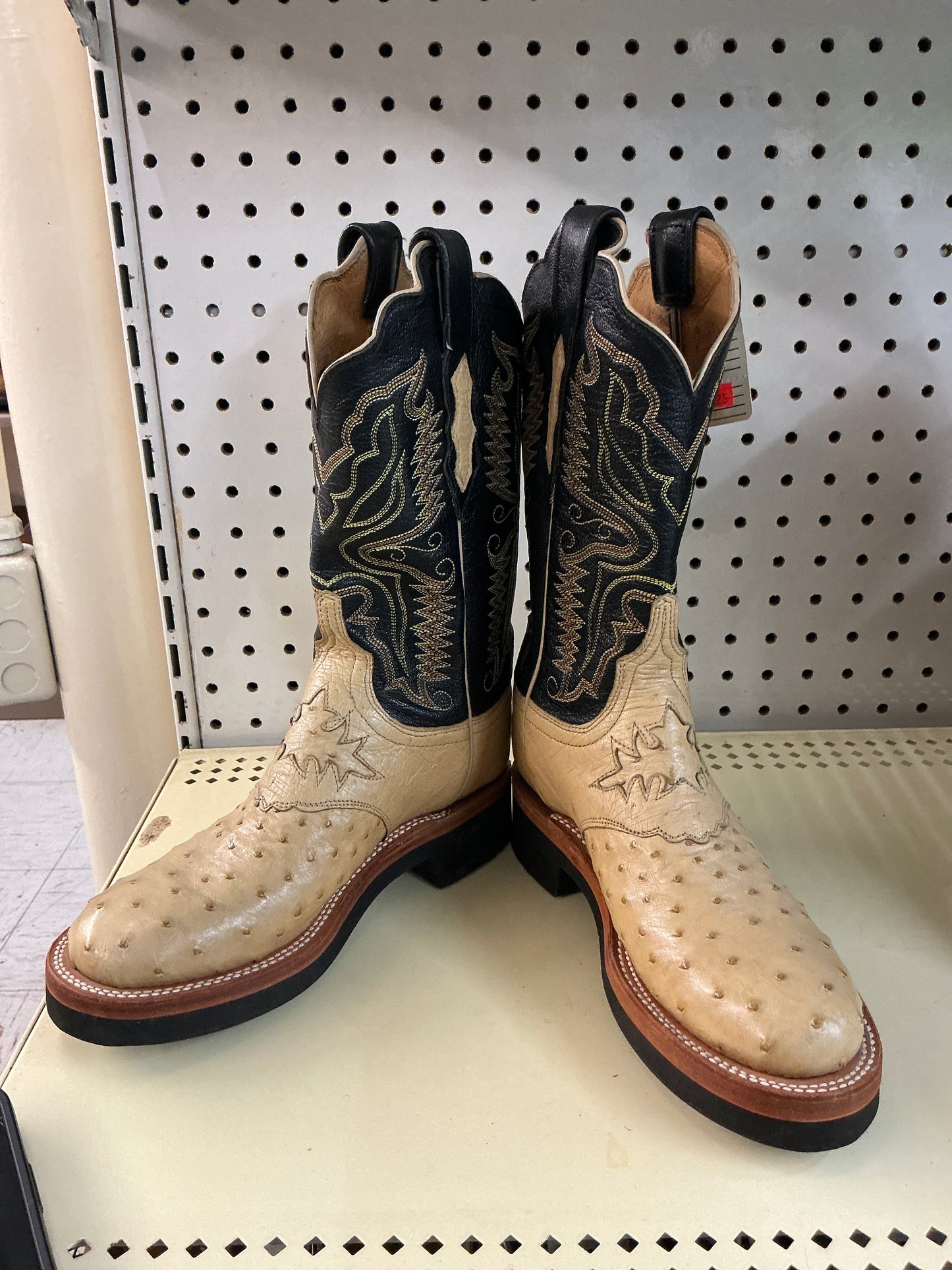 Tan and Black Ostrich Boot-CLEARANCE