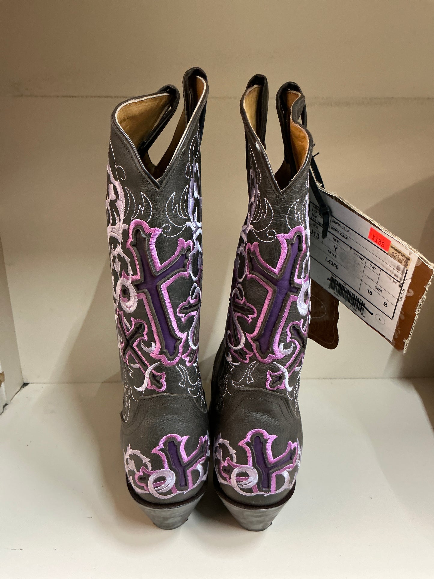 Justin Cross Pink and Brown Pointed Toe-CLEARANCE