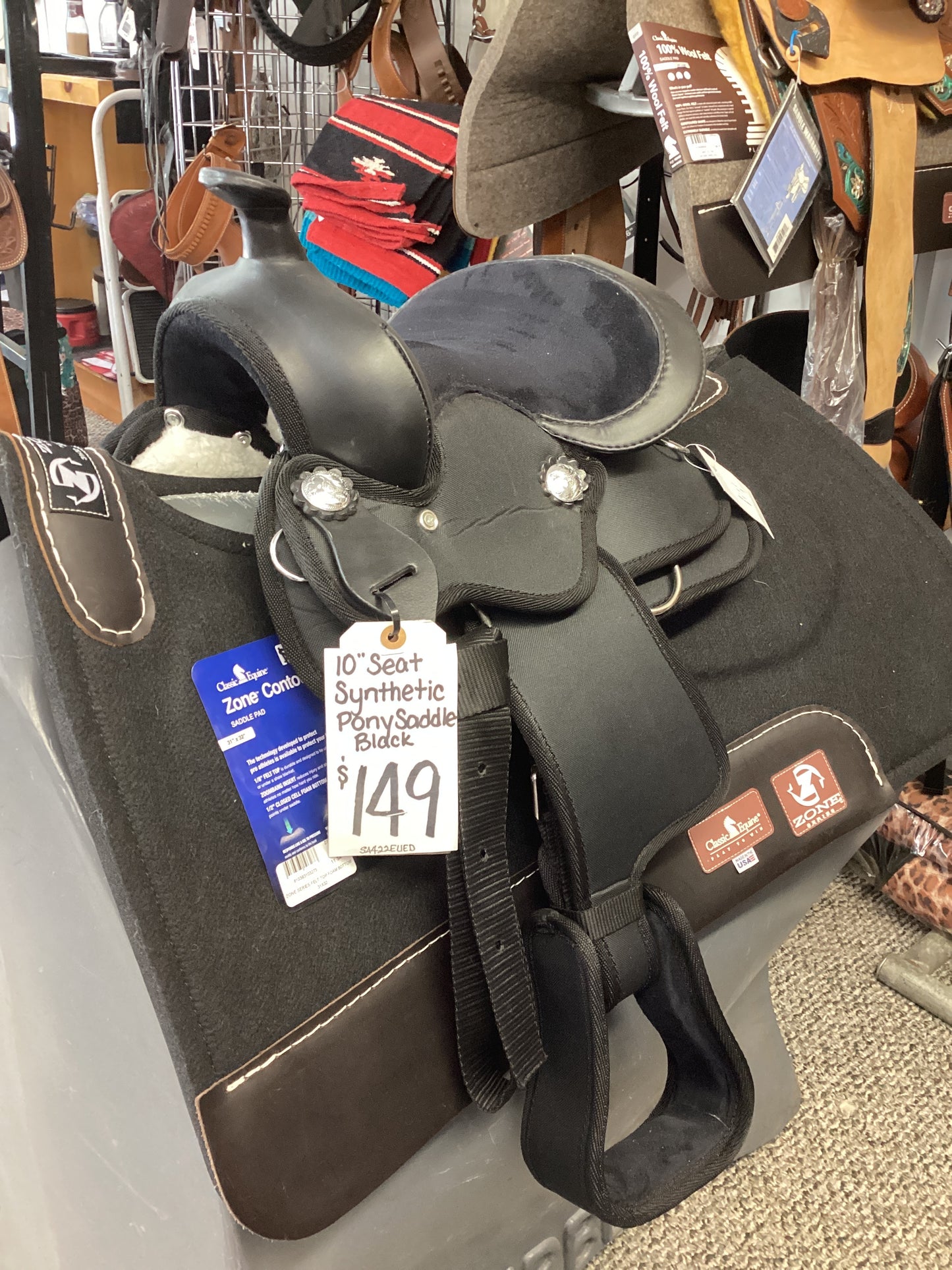 10” synthetic pony saddle