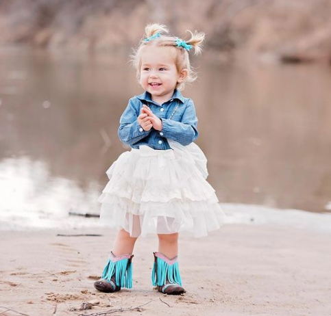 "Lyddie" Forever Fringe Baby Boots - Turquoise