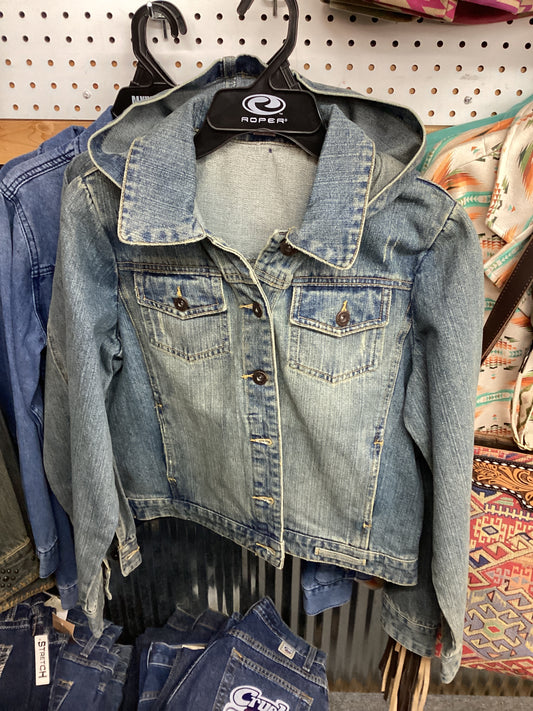 Camel Denim Jacket with removable hood