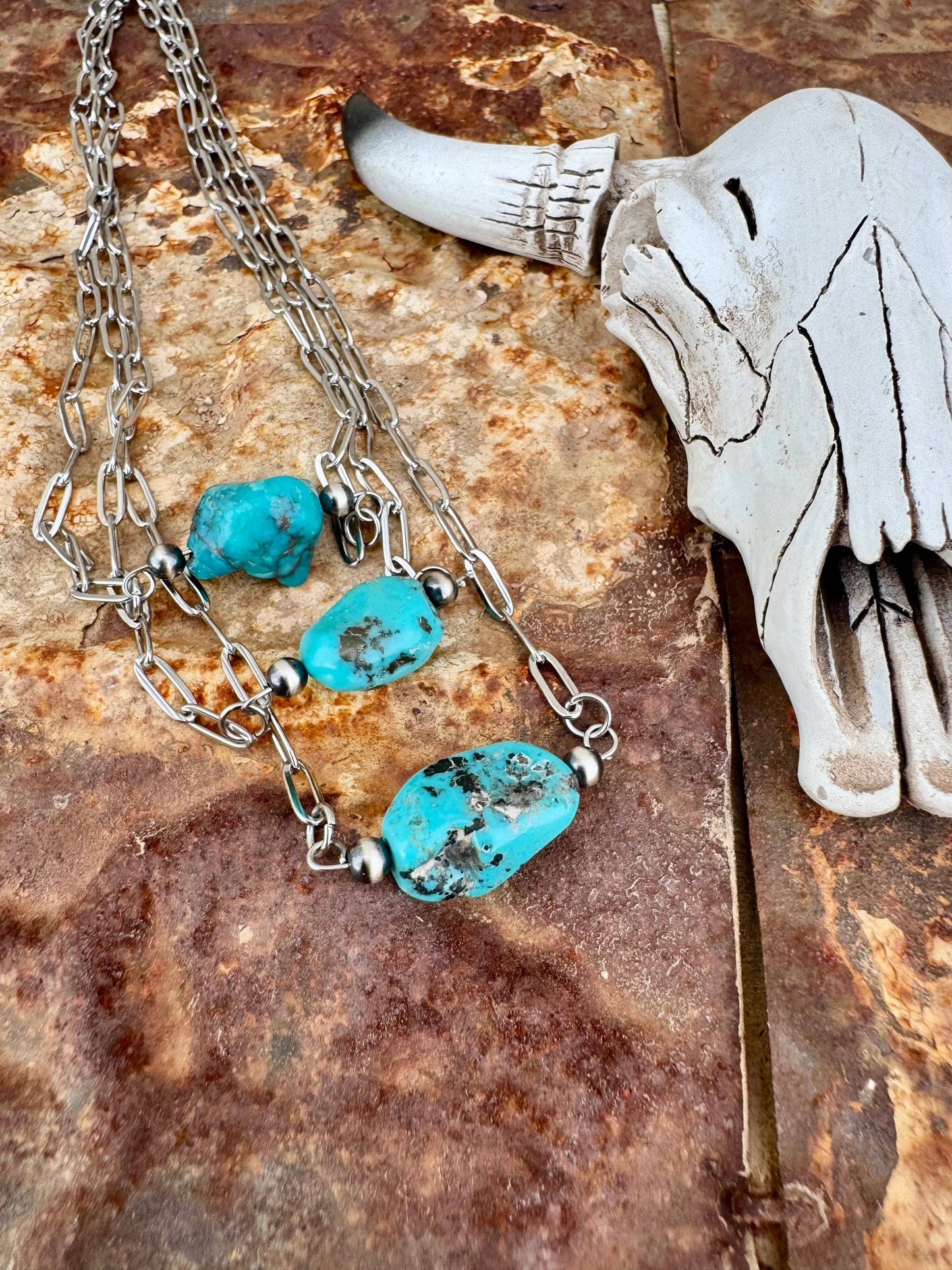 Kingman Turquoise Nugget Bar Chokers