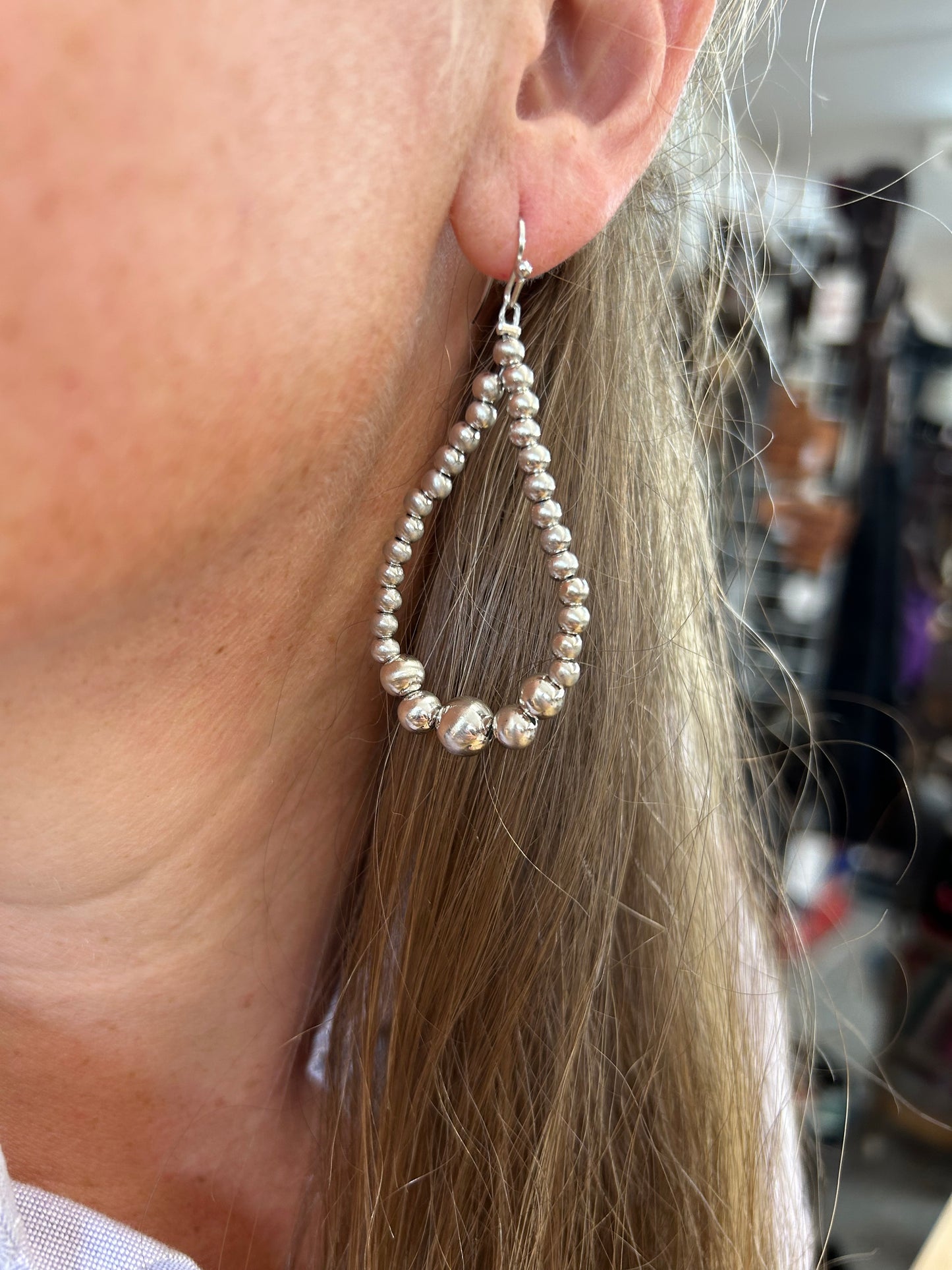 Lightweight Silver Bead Earrings