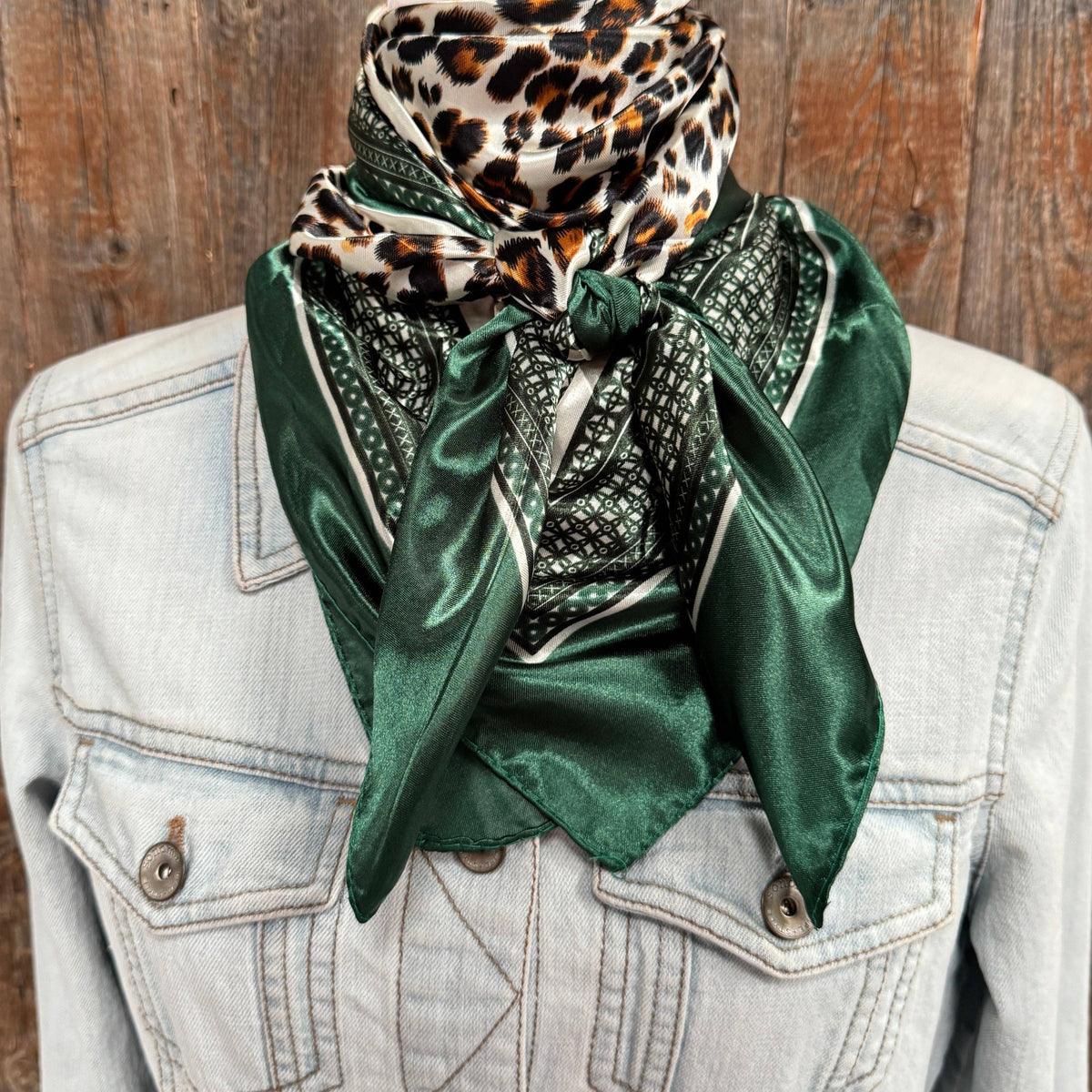 Green & Cheetah Print Wild Rag