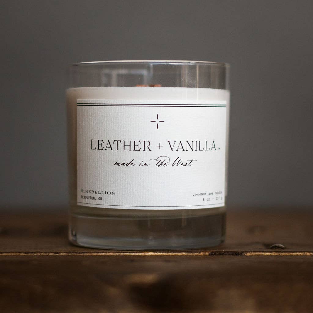 Leather + Vanilla Candle 8 oz.