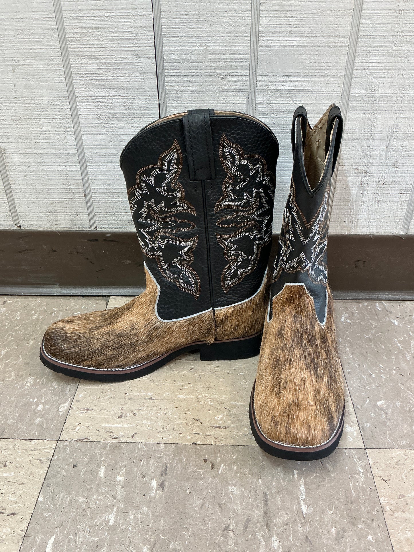Dark Hair-On Hide Roper Boot