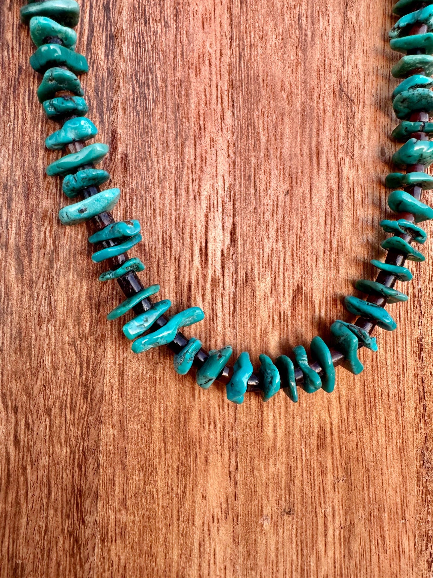 Genuine Turquoise & Brown Heishi Necklace-24”