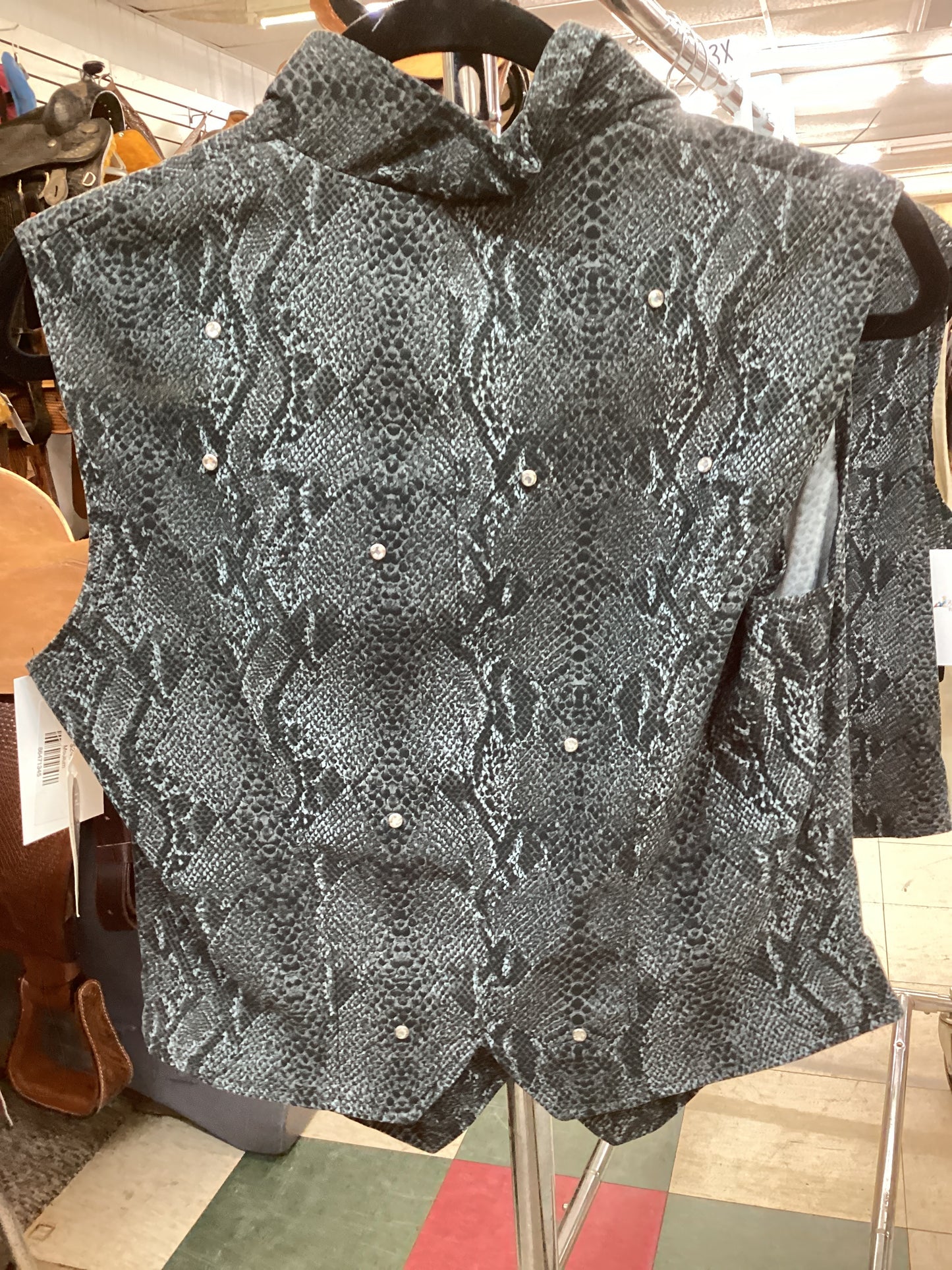 Charcoal Snake Print Retro Vest