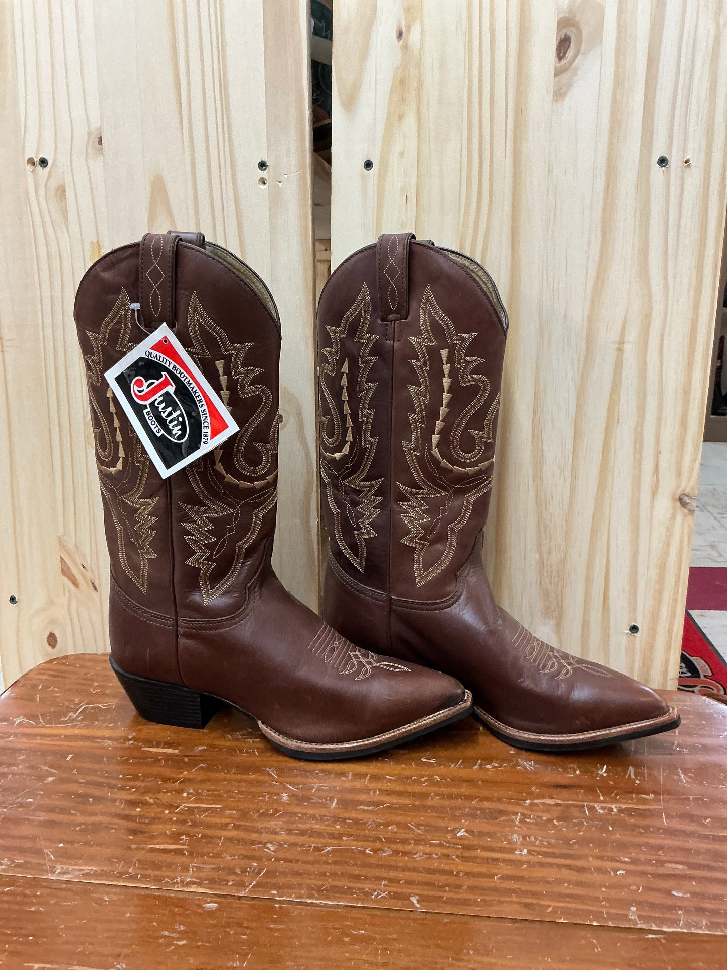 Justin Casual Brown Pointed Toe-CLEARANCE
