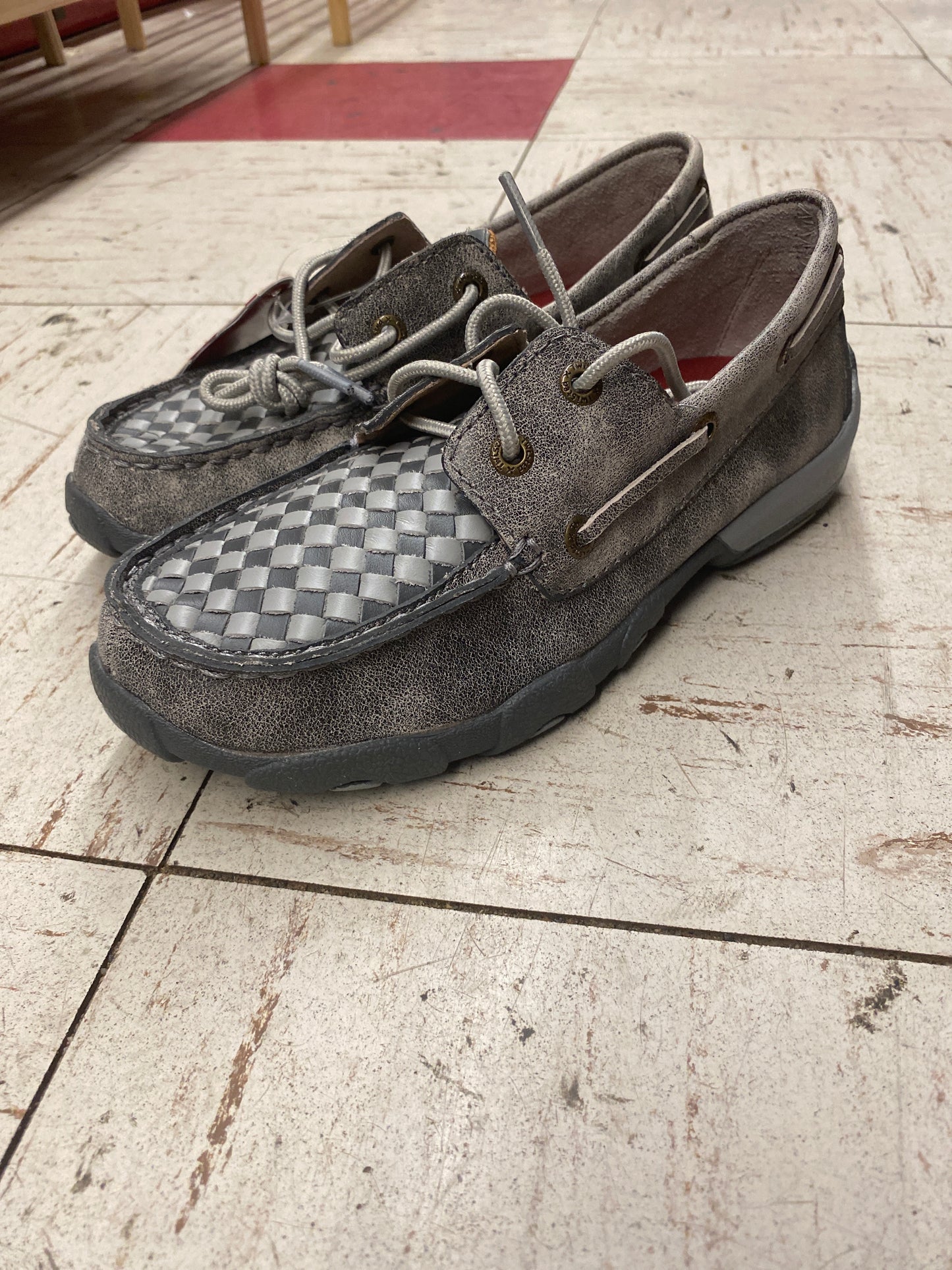 Twisted X Gray Check Boat Shoes