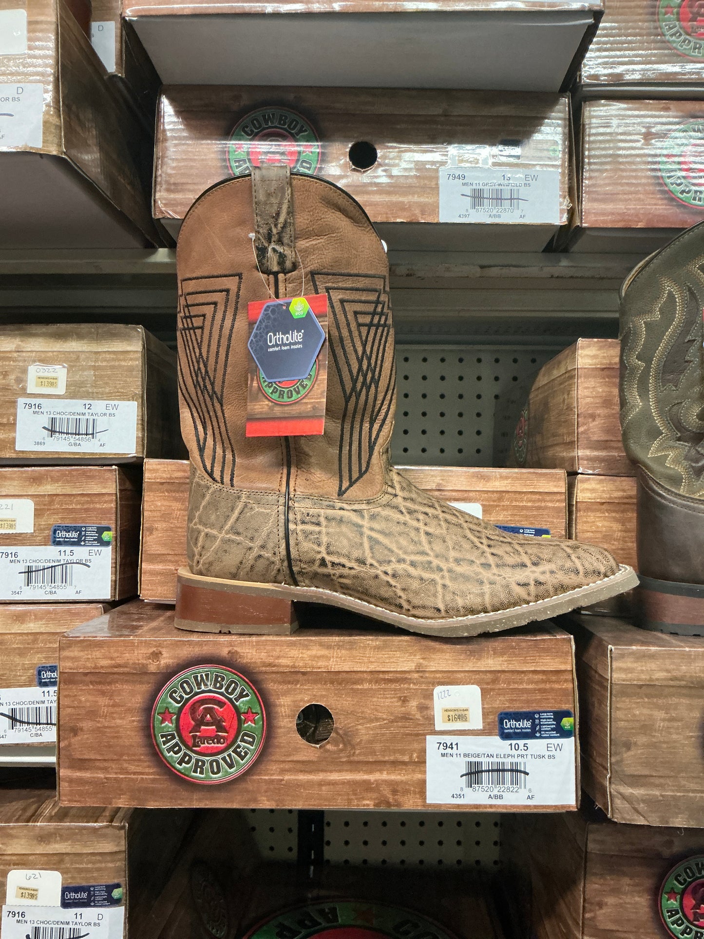 Cowboy Approved by Laredo Beige & Tan Elephant Print