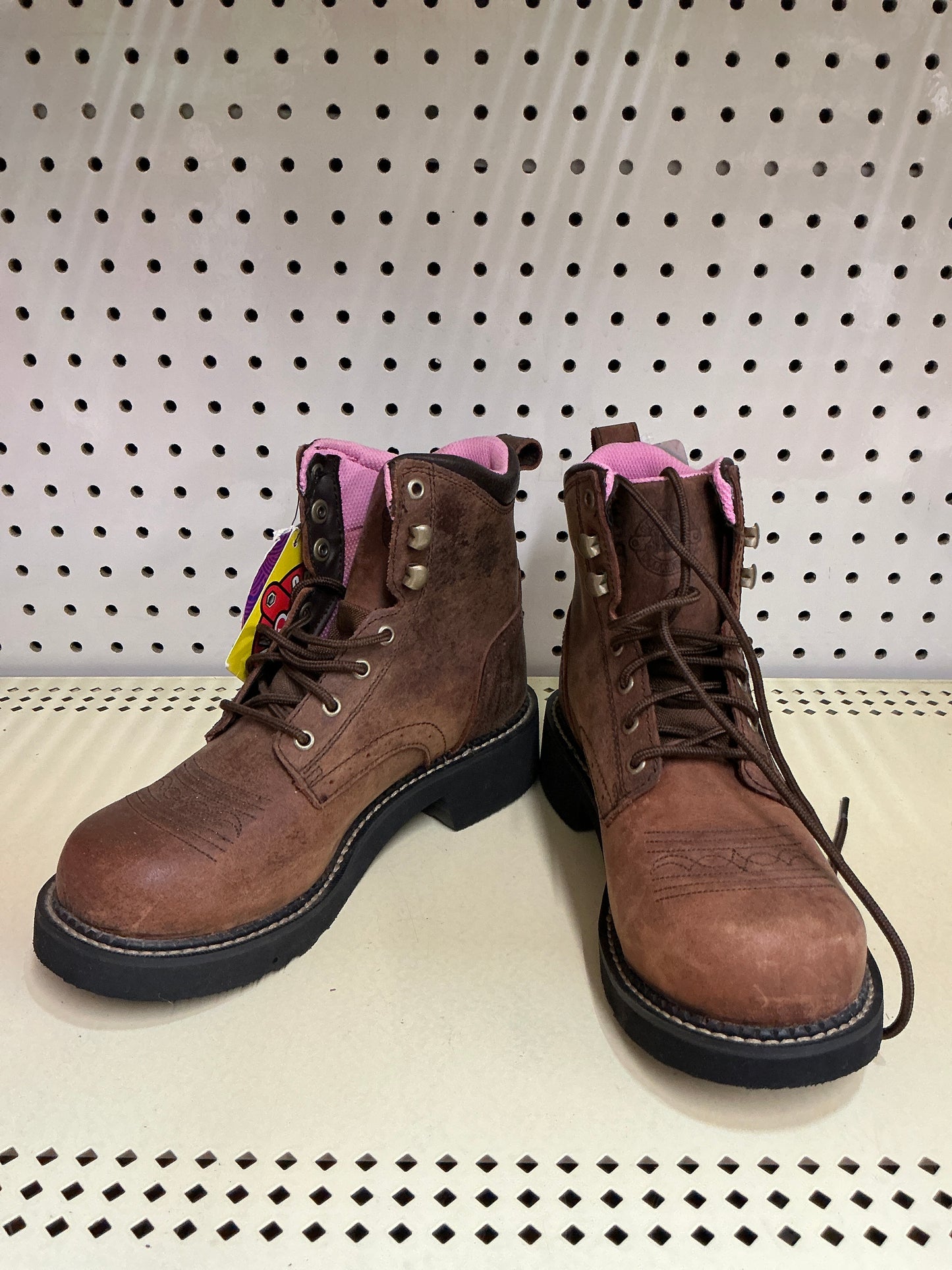 Justin Steel Toe Lace Up Boot-CLEARANCE