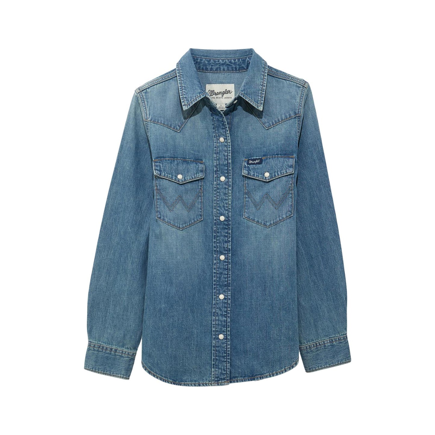 Wrangler Women's Denim Pearl Snap Snap Shirt