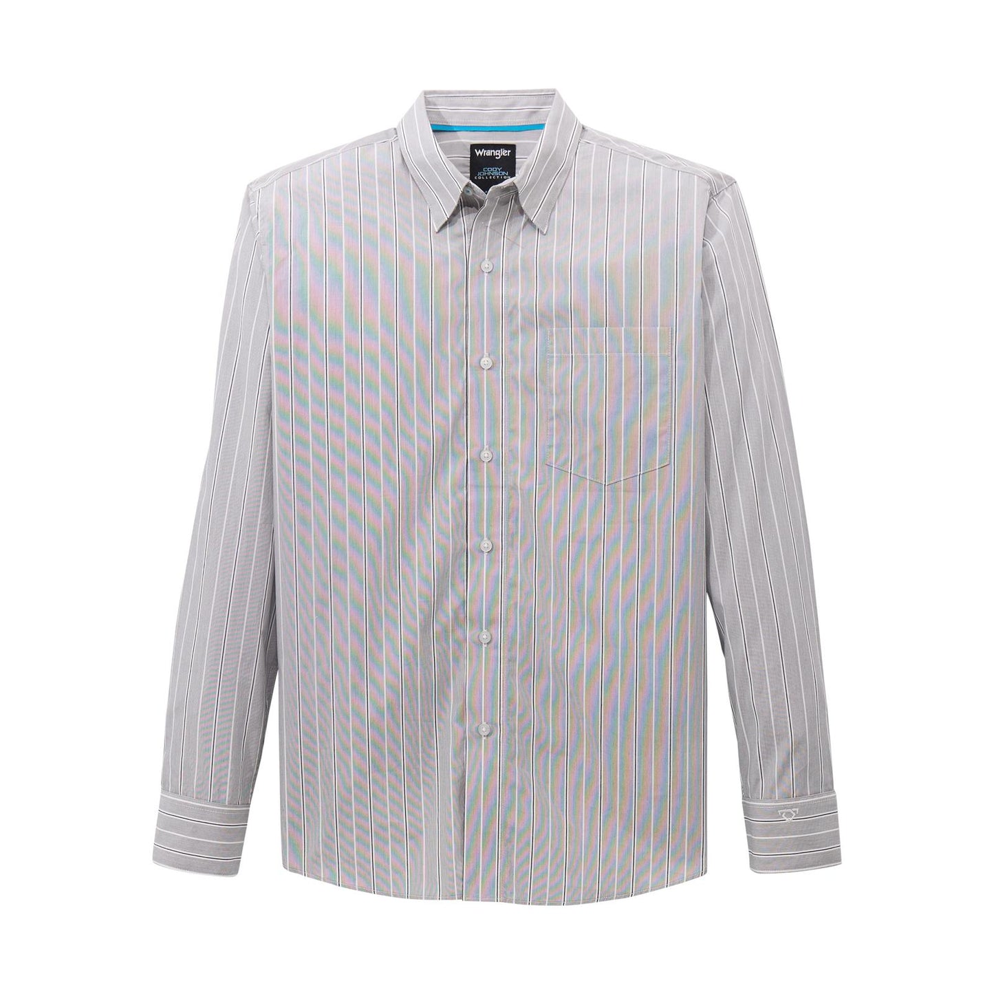Wrangler X Cody Johnson Long Sleeve Shirt-Classic Fit- Grey & White