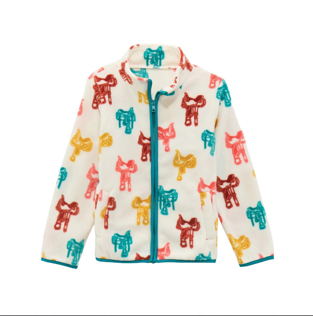 Wrangler Girls Saddle Print Fleece Jacket with Zipper