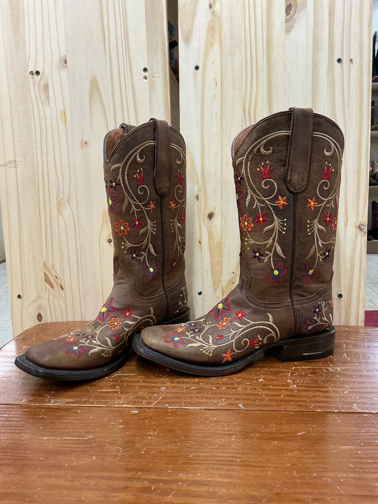 Stetson Floral Square Toe-CLEARANCE