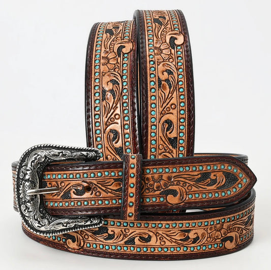 Dotted Turquoise Genuine Leather Belt