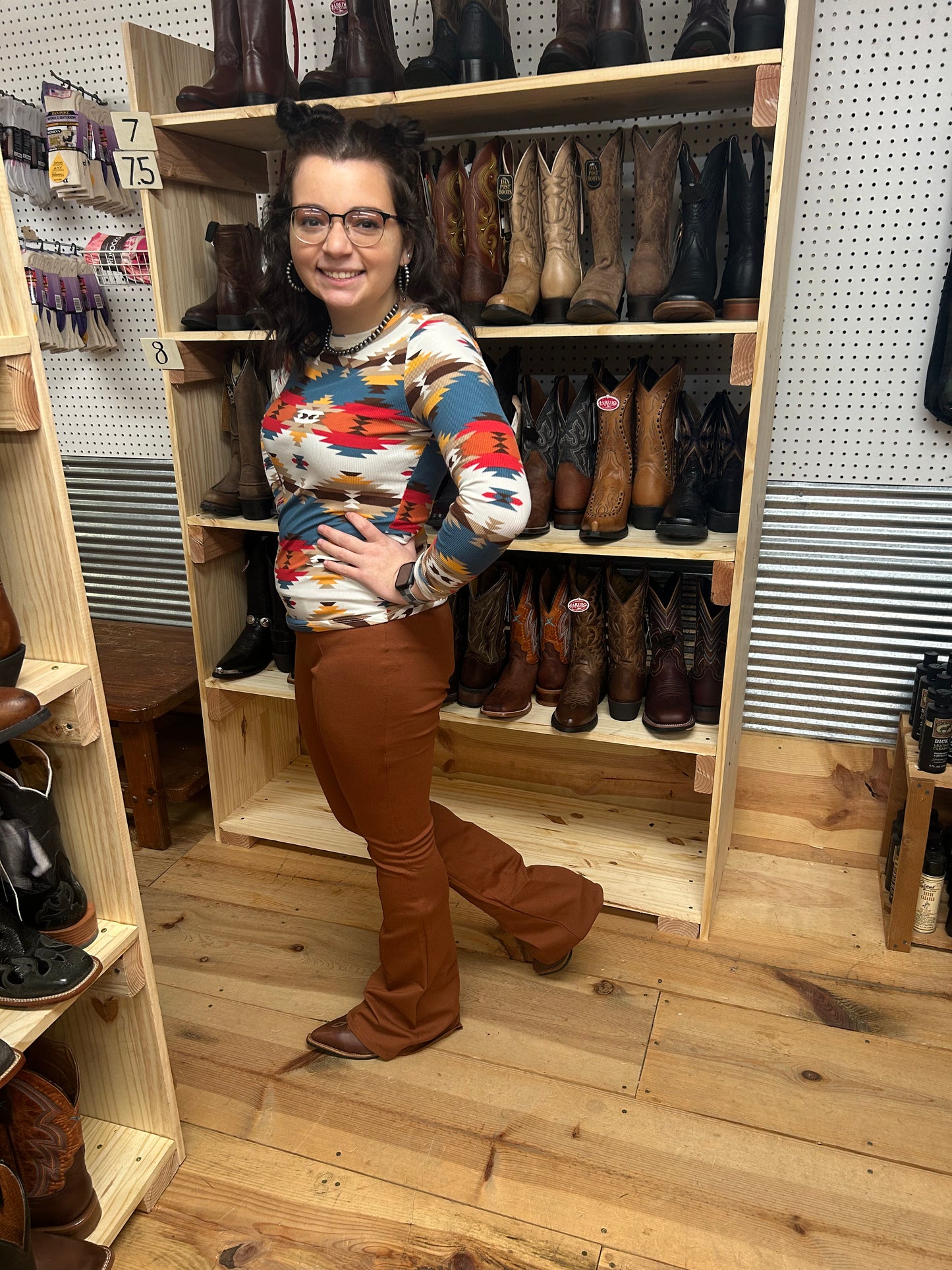 Flare Leg Stretch Pants- Rust