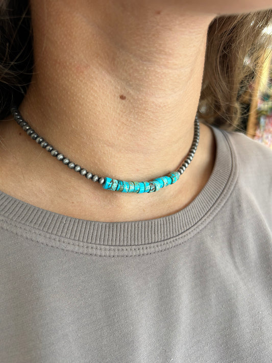 735790, Handmade Navajo Rondelle Gemstone Necklace