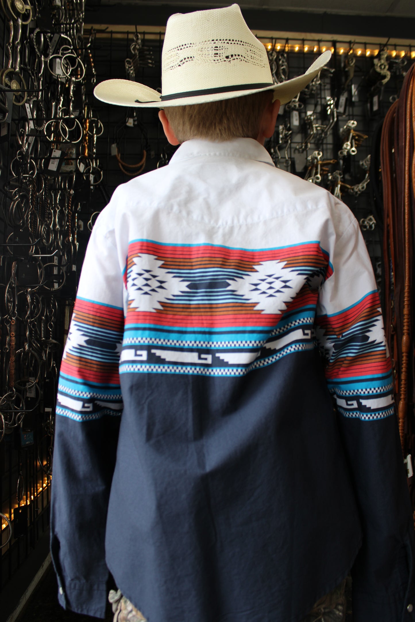 Roper Vintage® Horizontal Aztec Ombré Boy’s Long Sleeve