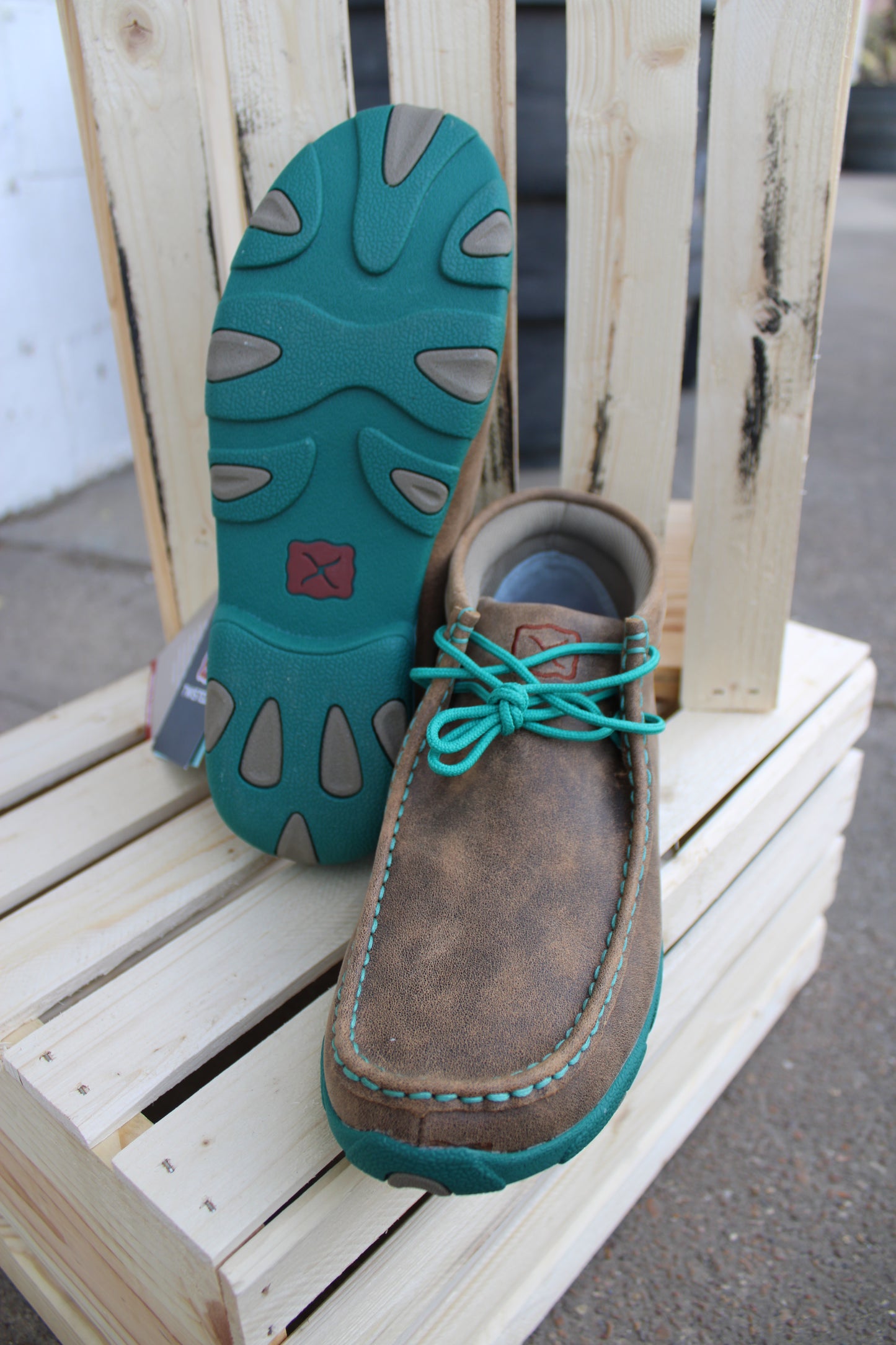 Women's Chukka Driving Moc by Twisted X- Bomber & Turquoise