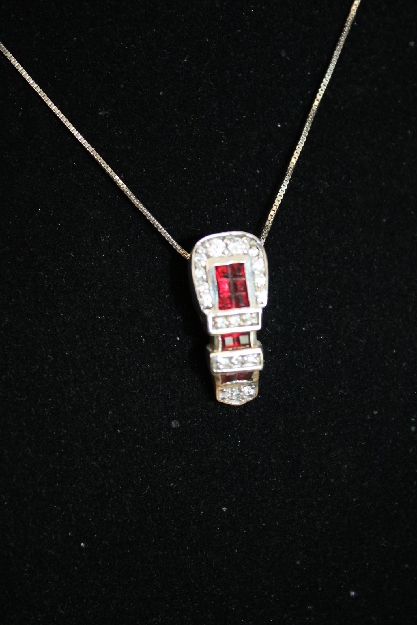 Red Buckle and Latigo Necklace by Kelly Herd Designs