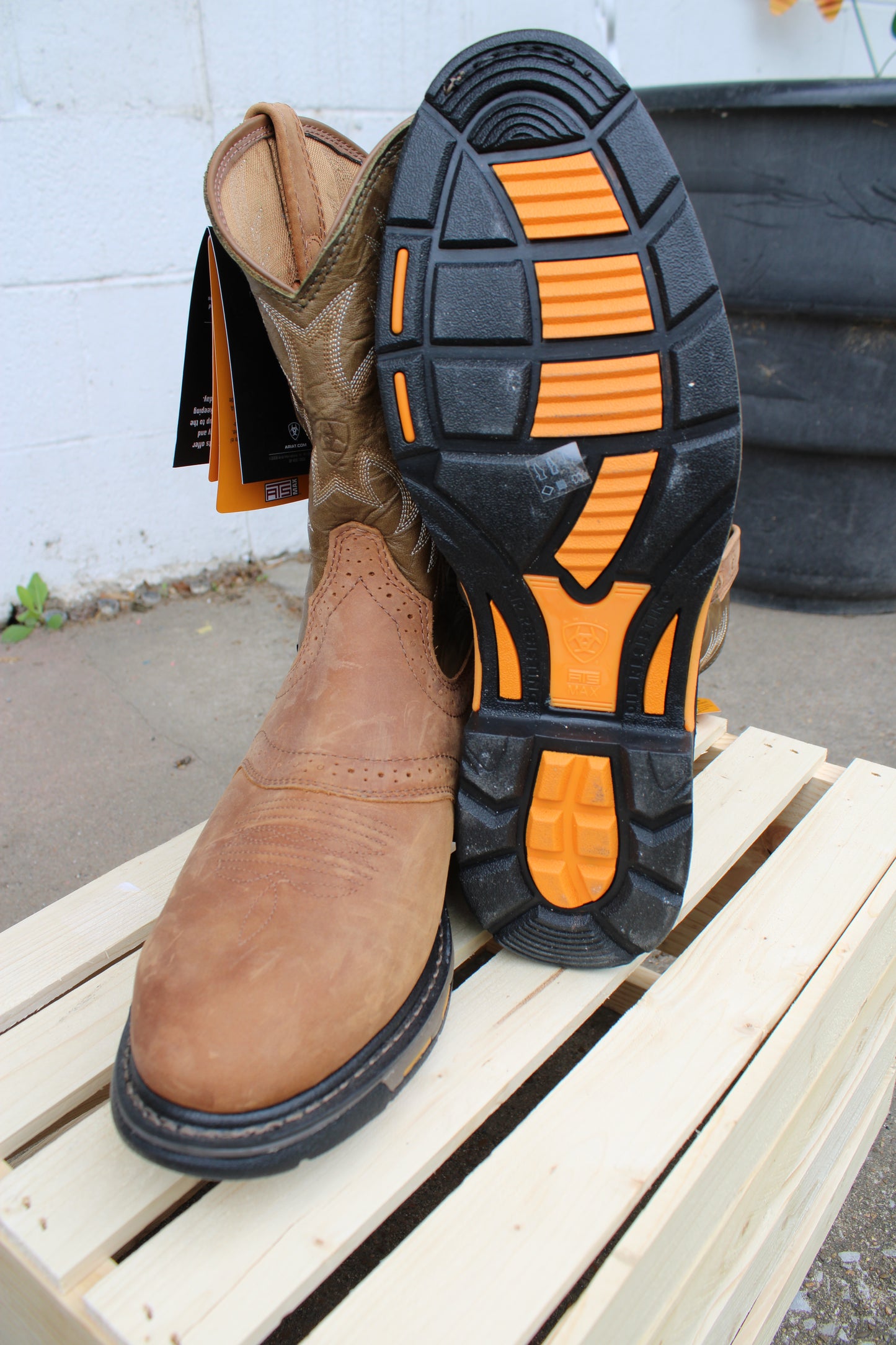 Ariat® Workhog® Roper Toe Work Boots- Aged Bark
